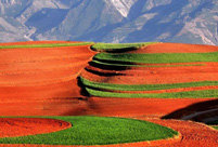 Red terraced fields in Dongchuan of Yunnan