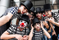 Graduates bid farewell to campus in clown costume
