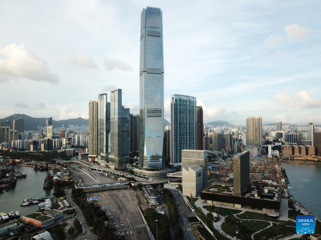 Aerial view of major constructions in Hong Kong