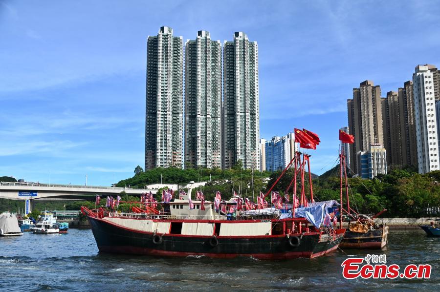 Fishing vessels decorated to mark HK's return to motherland