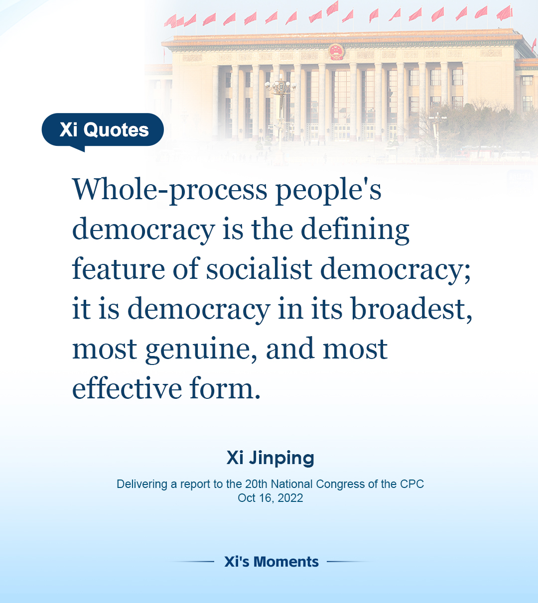 Xi's key remarks on whole-process people's democracy