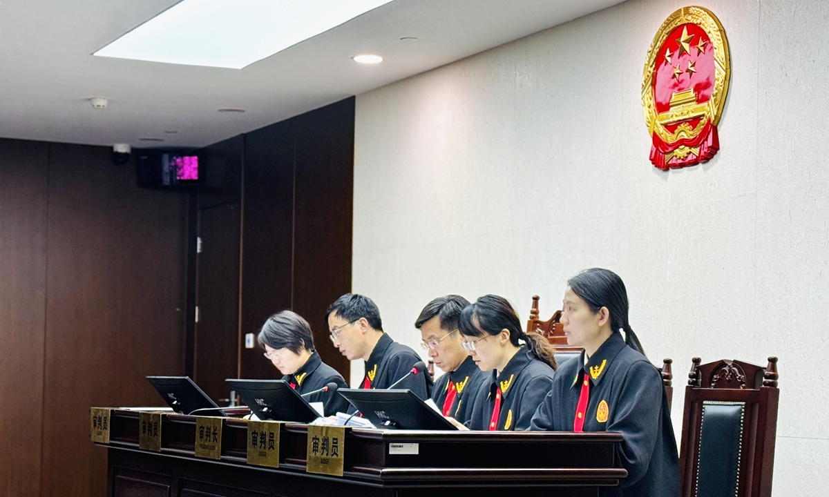 The Beijing Internet Court presides over the country's first AI voice rights case on April 23, 2024. Photo: Liu Caiyu/GT
